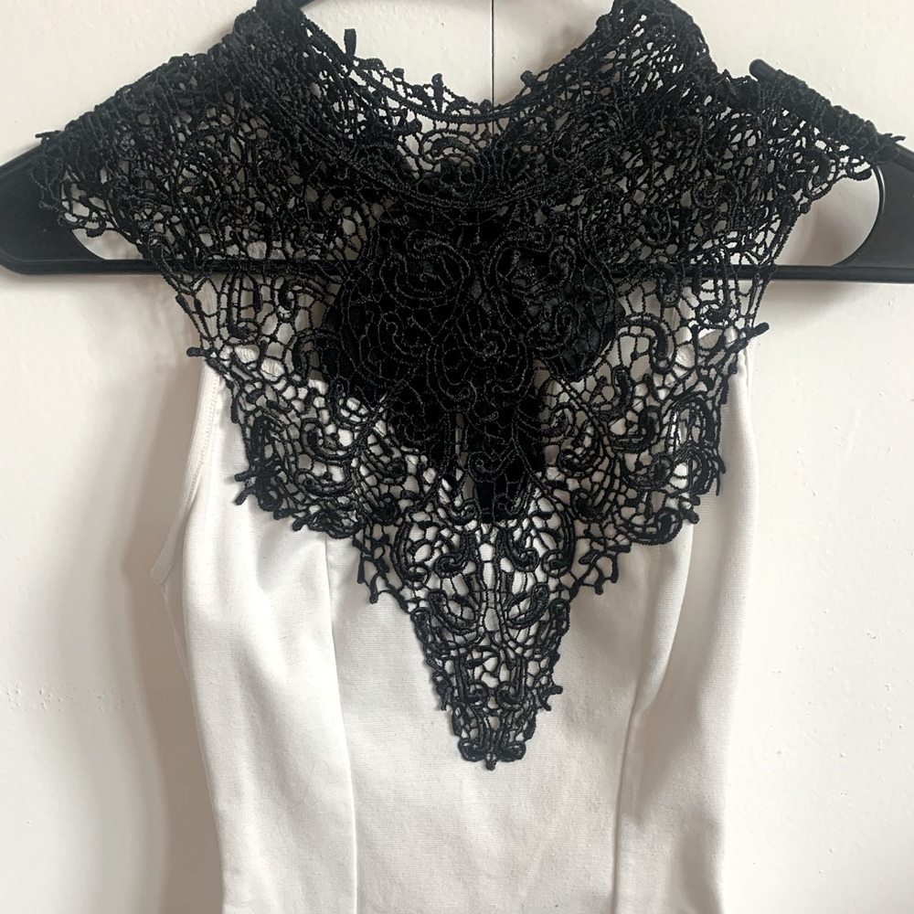 Charolette Rousse White & Black Lace Tank